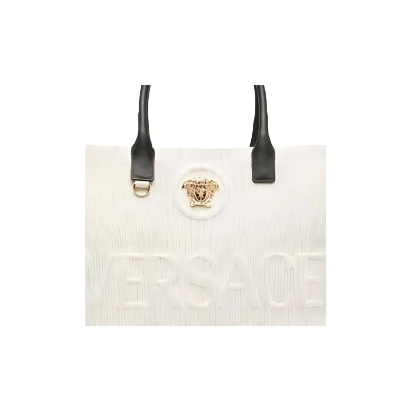 VERSACE La Medusa Canvas Tote Bag, Shopping Bag, Tote Handbag Tubas Women's White-2