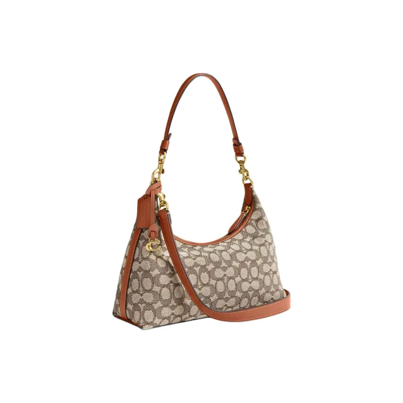 COACH Juliet Fabric Jacquard Handbag Shoulder Bag Crossbody Bag Large Size Women's Cocoa Varnish Amber-1