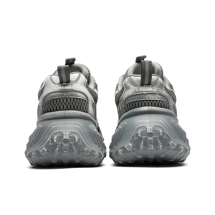 Hong Kong Meng Anti-Slip And Wear-Resistant Height Increasing Low-Top Chunky Sneakers Unisex Concrete Gray-5