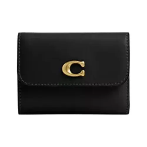 COACH Calfskin Leather Wallet Mini Women's Black