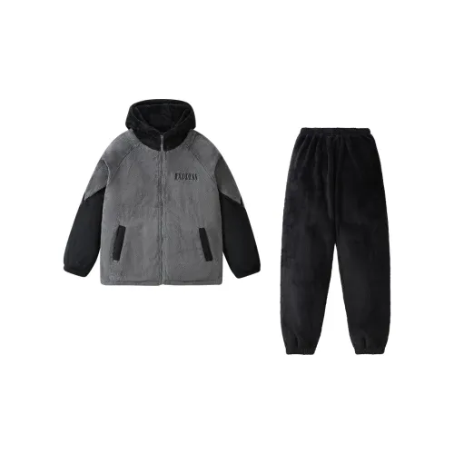 QINZUIMAO Pajama Set Men's Elegant Gray