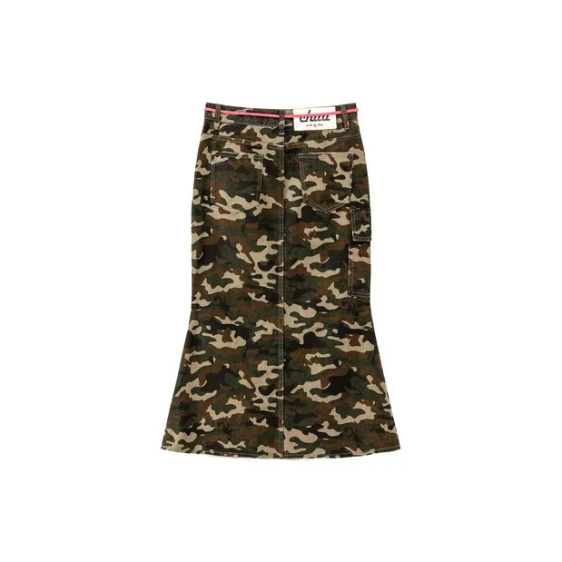 CHUU Casual Short Skirts Women's Green Camouflage-1