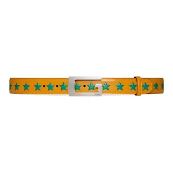 GUCCI Leather Leather Belts Men's Yellow 3CM