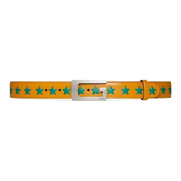 GUCCI Leather Leather Belts Men's Yellow 3CM-0