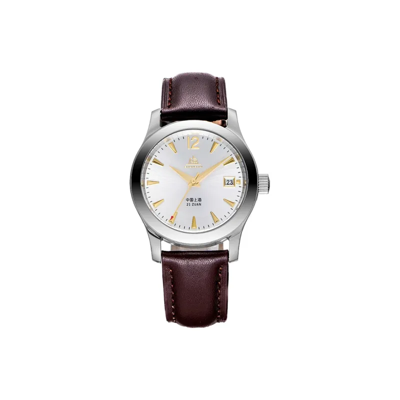 SHANGHAI Tribute Collection Automatic Mechanical Movement Cowhide Strap Men's Watches White Dial-1