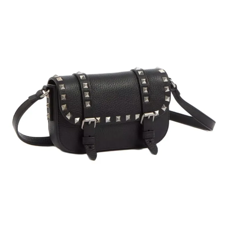 Valentino ROCKSTUD Grained Calfskin Crossbody Bag Shoulder Bag Mini Unisex Black-1