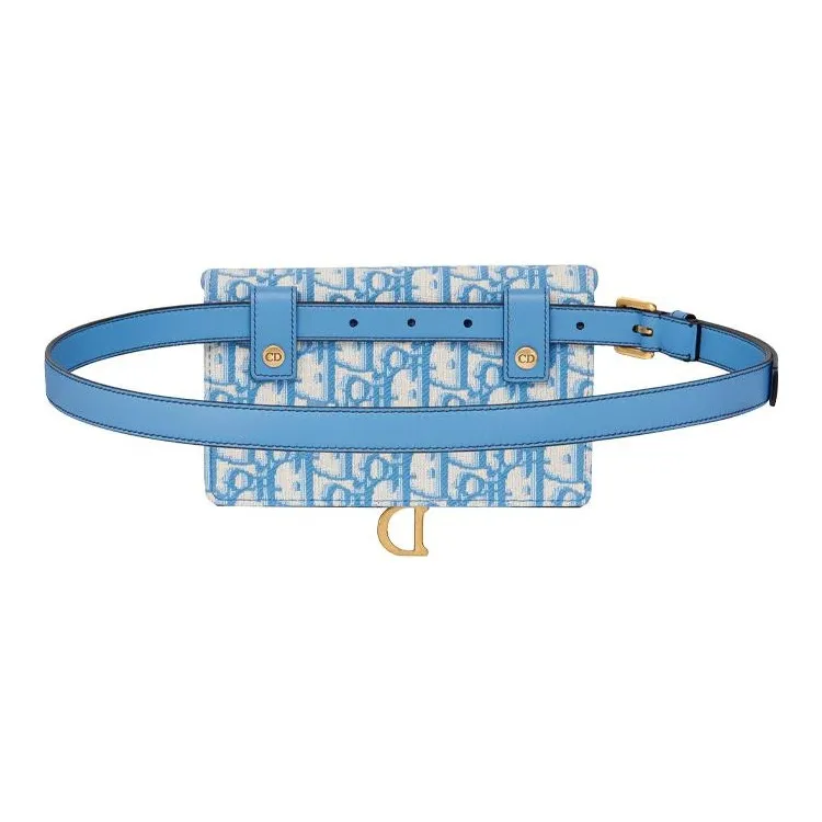 DIOR Canvas Saddle Sling Bag, Canvas Bag, One Shoulder Handbag, Fanny Pack Women's Cornflower Blue/Carolina Blue-3