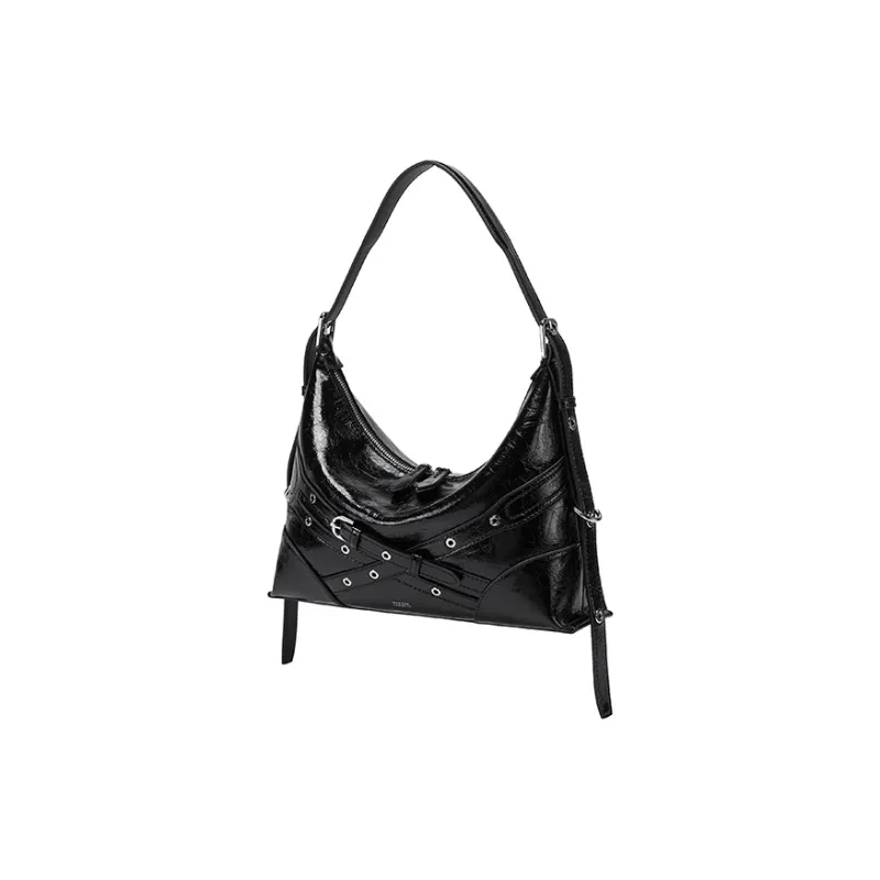 HXXXXS Cow Leather Handbag, Shoulder Bag Regular Women's Black/Wasteland Gray-3