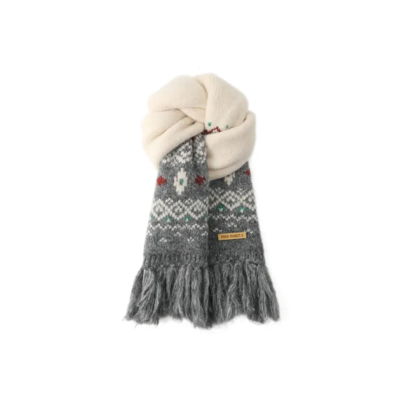 FREE RABBITⅡ Fall And Winter Thickened Warm Cold Resistant Atmosphere Scarf Unisex-2