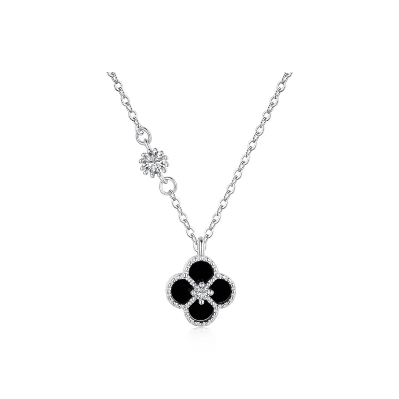 KAILEIFU S925 Silver Necklaces Women's Black/White-5