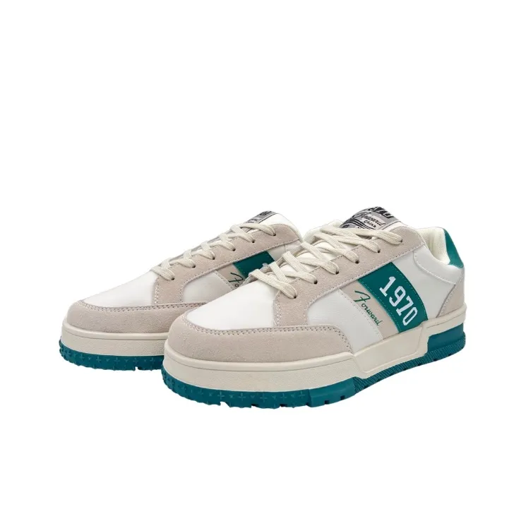 QIANJIN Slip Resistant, Waterproof, Cushioning, Lightweight Low Top Skateboard Shoes Men's Green-1