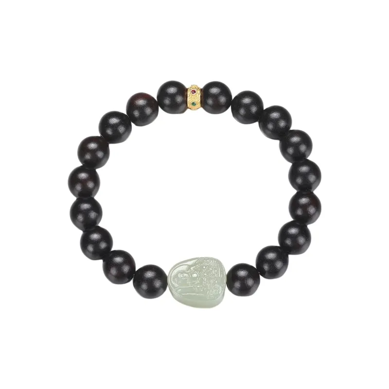 Cuiya Golden Building Bracelets Pale Greenish White Jade Unisex-8
