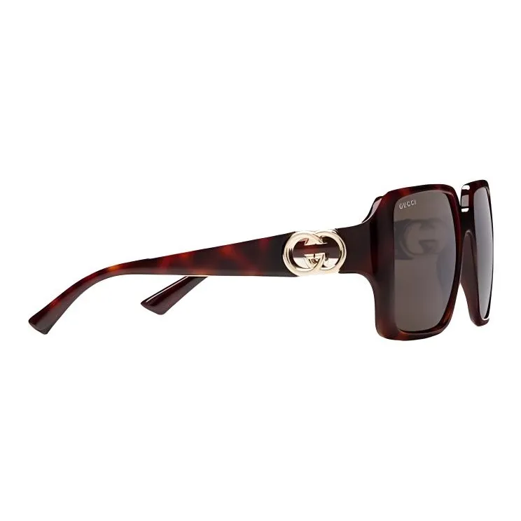 GUCCI Injection Molded Irregular Shape Sunglasses Women's Tortoiseshell-1