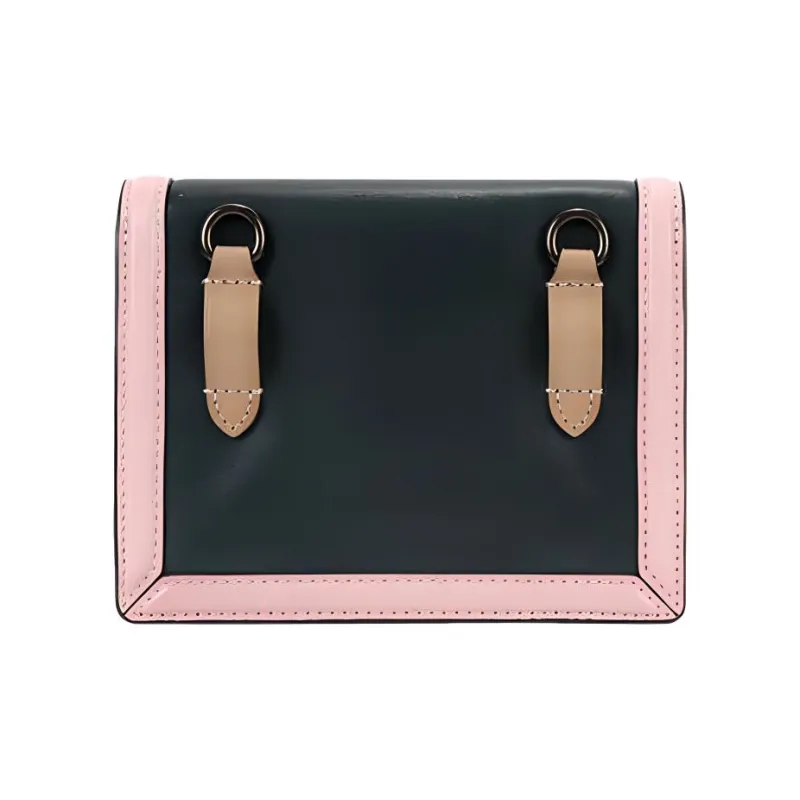 COACH Hutton Leather Small Square Bag One Shoulder Crossbody Chain Waist Bag Small Size Women's Jasper/Pink-2