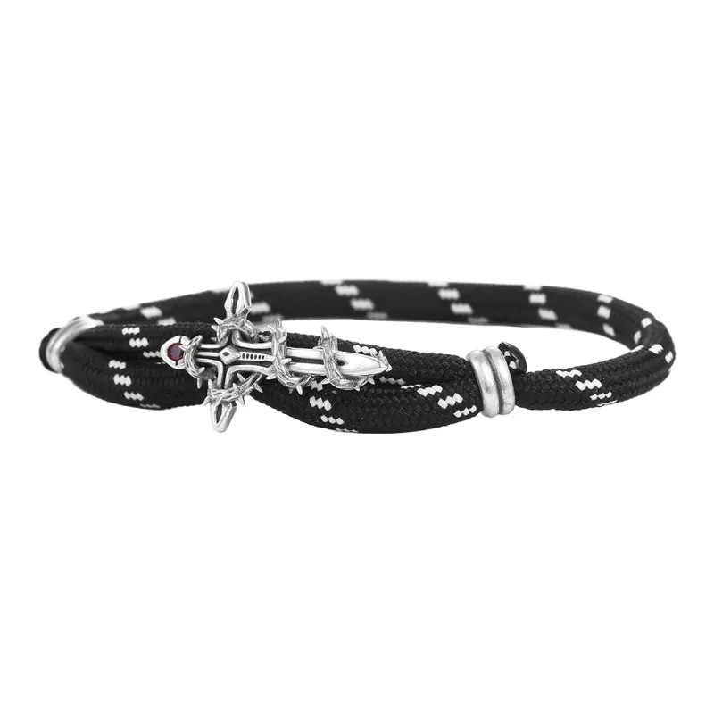 The Next Life 925 Sterling Silver Synthetic Cubic Zirconia Cotton Cord Bracelets Unisex-2