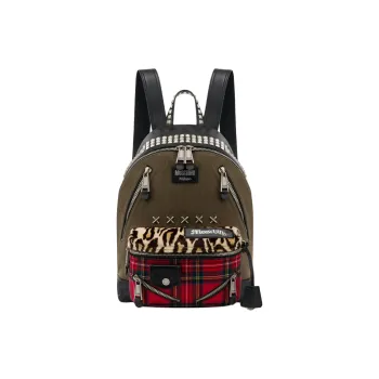 MOSCHINO Cow Leather With Fabric Backpack Regular Men's Olive Green
