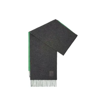 LOEWE Wool Cashmere Leather Knit Scarves Women's Dark Green