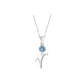 Plain Chain+Pendant+Crystal Diamond Blue+Letter V