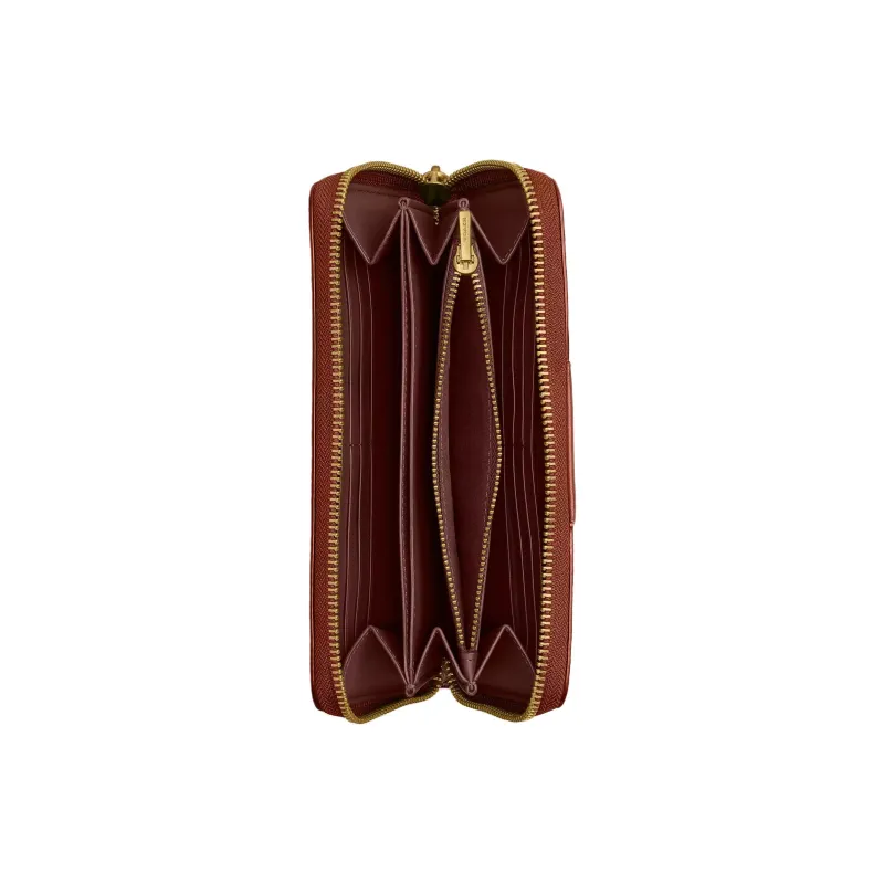 COACH Coated Canvas With Leather Wallet Small Size Women's Brass Brown Caramel-2