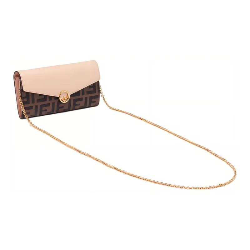 FENDI Leather Clutches Wallets Women's Brown-1