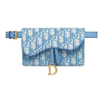 DIOR Canvas Saddle Bag Canvas Bag One Shoulder Handbag Fanny Pack Women's Cornflower Blue/Carolina Blue