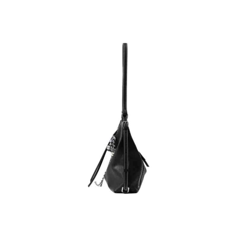 FION Cow Leather Tote Bag Shopping Bag Handbag Shoulder Bag Large Size Women's Classic Black-2