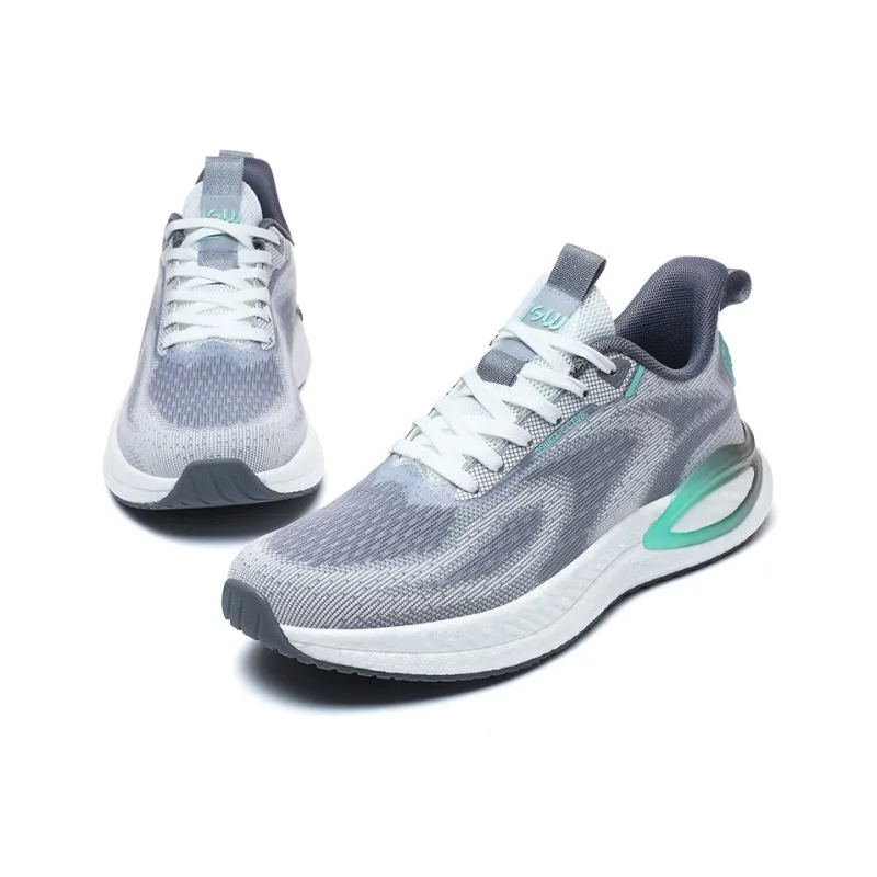 JSWEI Anti Slip And Wear Resistant Breathable Low Top Casual Running Shoes Men's White Gray-1
