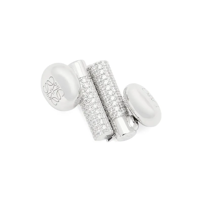 LOEWE Crystal Silver Egg Stone Earrings Women's Silver-1