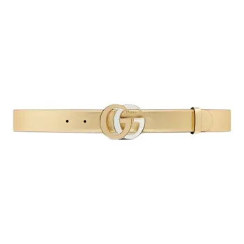 GUCCI Leather Belts Women's Gold Width 3CM