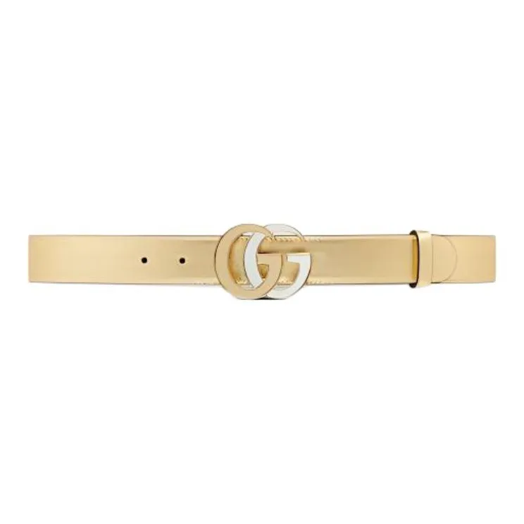 GUCCI Leather Belts Women's Gold Width 3CM-0