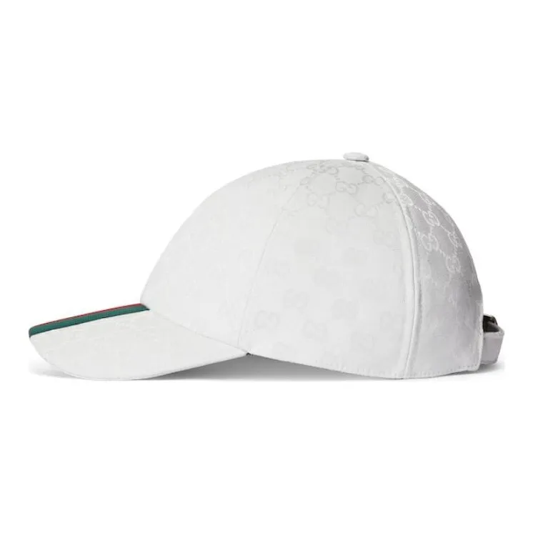 GUCCI Polyester Polyamide Cotton Viscose Canvas Baseball Caps Men's White-1