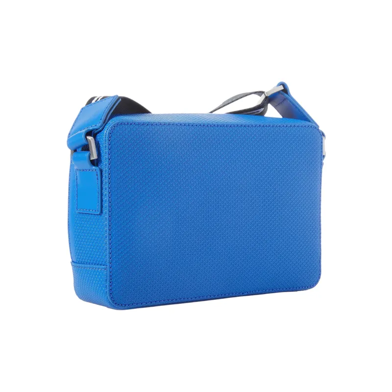LACOSTE Split Cow Leather Crossbody Bag, Shoulder Bag Regular Unisex Blue-2