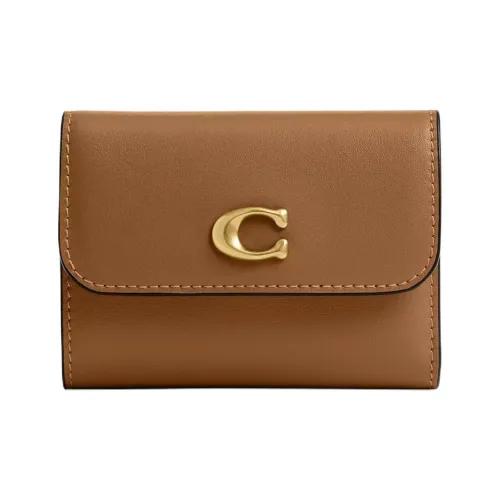COACH Calfskin Wallet Mini Women's Honey Brown