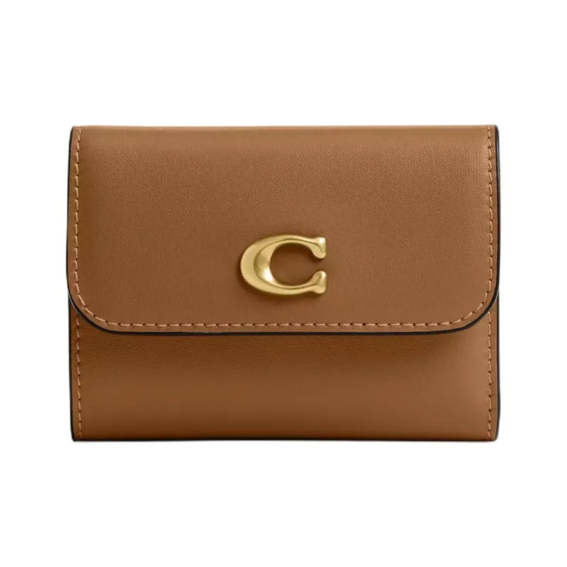 COACH Calfskin Wallet Mini Women's Honey Brown-0