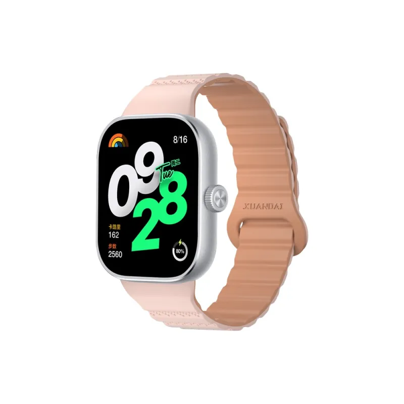 IBOANN Watch Band Red Beige Compatibility Silicone Material-6