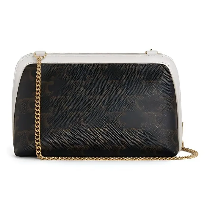 CELINE Sheepskin Chain Bag, Shoulder Bag, Crossbody Bag, Clutch Women's White, Tawny-2