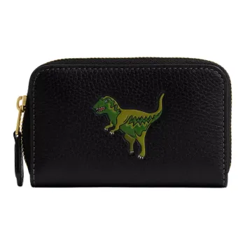 COACH Leather Card Holder Small Size Women's Black