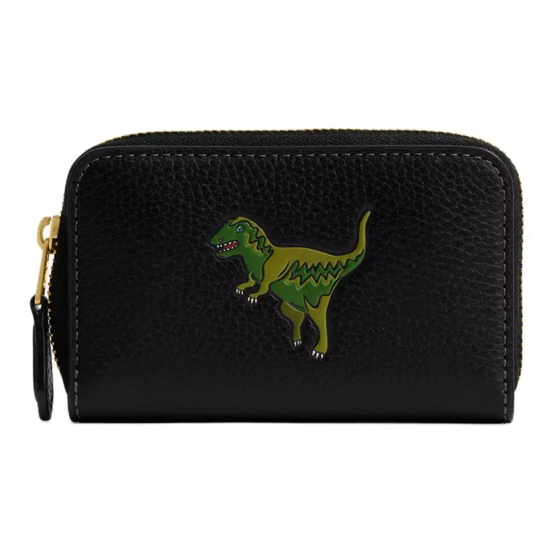COACH Leather Card Holder Small Size Women's Black-0