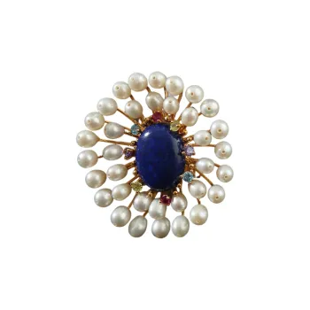 Marco Bizzarri Copper INS Designed Elegant Floral Round Bead Ornament Anti Flash Pin Women's