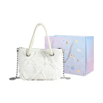 GOX Denim Crossbody Bag Women's White/Pink/Dark Blue