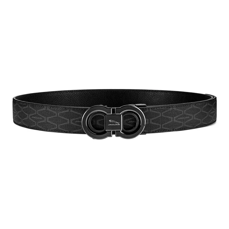 JAGUAR PVC Leather Belts Men's Black Width  3.5cm-2