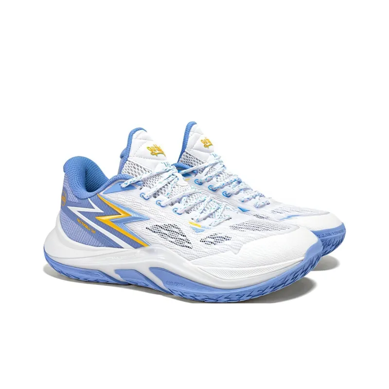 361° Anti Slip Wear Resistant Low Top Basketball Shoes Men's White Blue-2