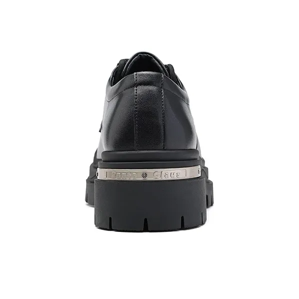JOSINY Round Tip Derby Shoes, Casual Leather Shoes Men's Black-4