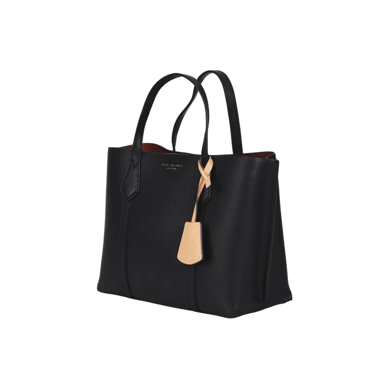 TORY BURCH Perry Leather Tote Bag, Shopping Bag, Shoulder Bag, Crossbody Bag, Handbag Trumpets Women's Black-1