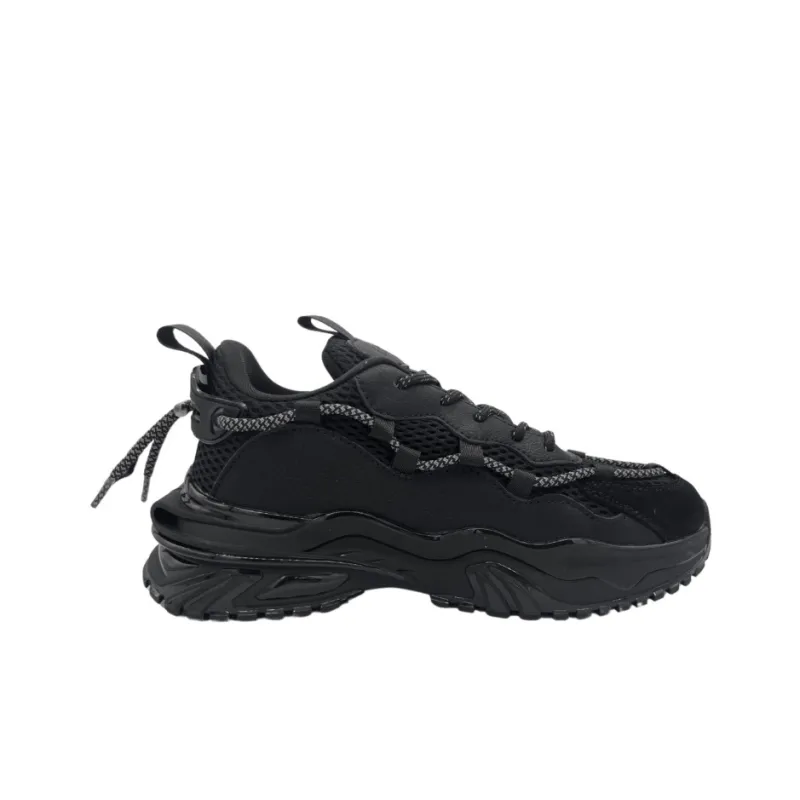 QIANJIN Cushioning, Slip Resistant, Coverage, Height Increasing Low Top Chunky Sneakers Unisex Black-2