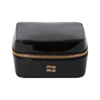 MIU MIU Leather Bonded Patent Leather Jewelry Box Convertible Bag Women's Black