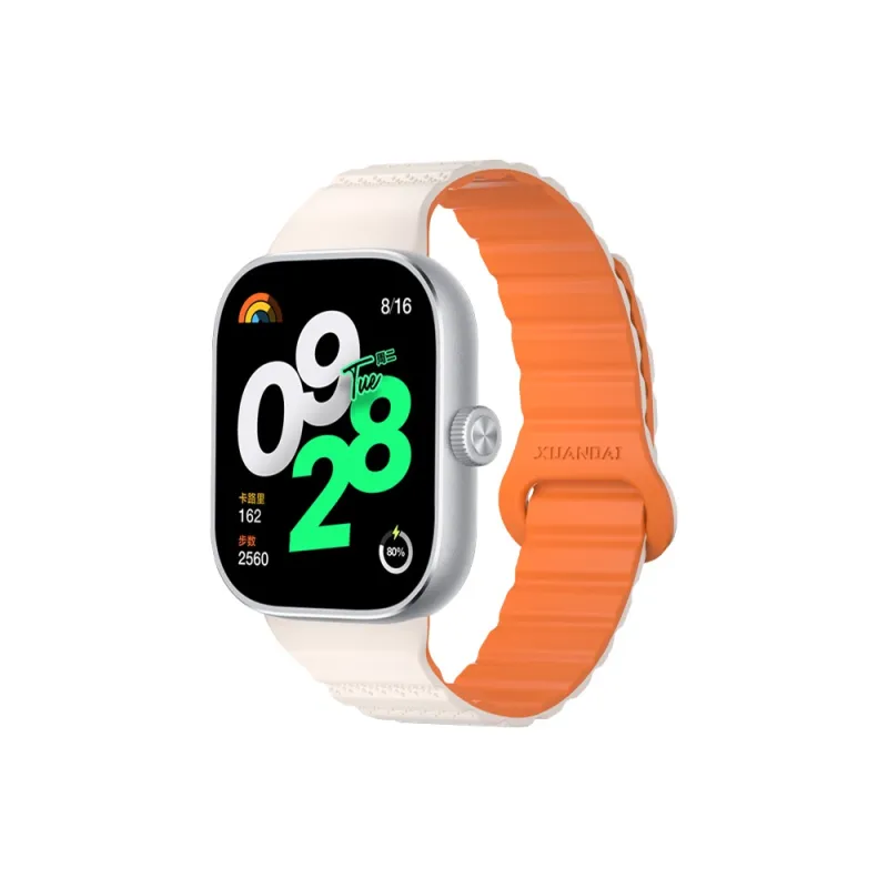 IBOANN Watch Band Red Beige Compatibility Silicone Material-8
