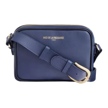 INES DE LA FRESSANGE Calfskin Crossbody Bag, Shoulder Bag Women's Marine Blue
