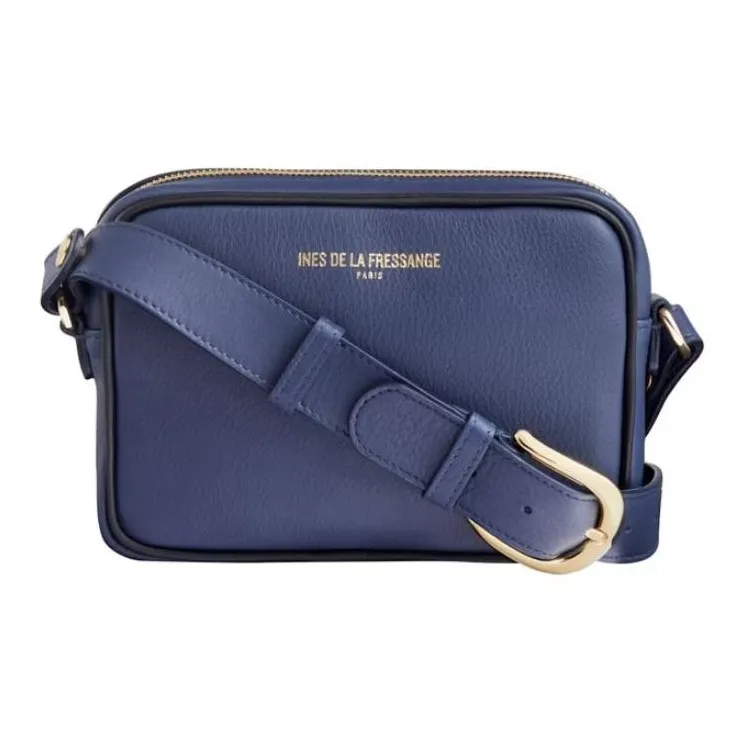 INES DE LA FRESSANGE Calfskin Crossbody Bag, Shoulder Bag Women's Marine Blue-0