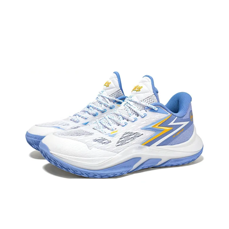 361° Anti Slip Wear Resistant Low Top Basketball Shoes Men's White Blue-1